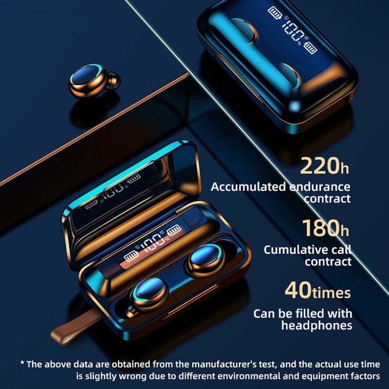 09 9D TWS Bluetooth 5.0 Earphones 2200mAh Charging Box Wireless Headphone Stere