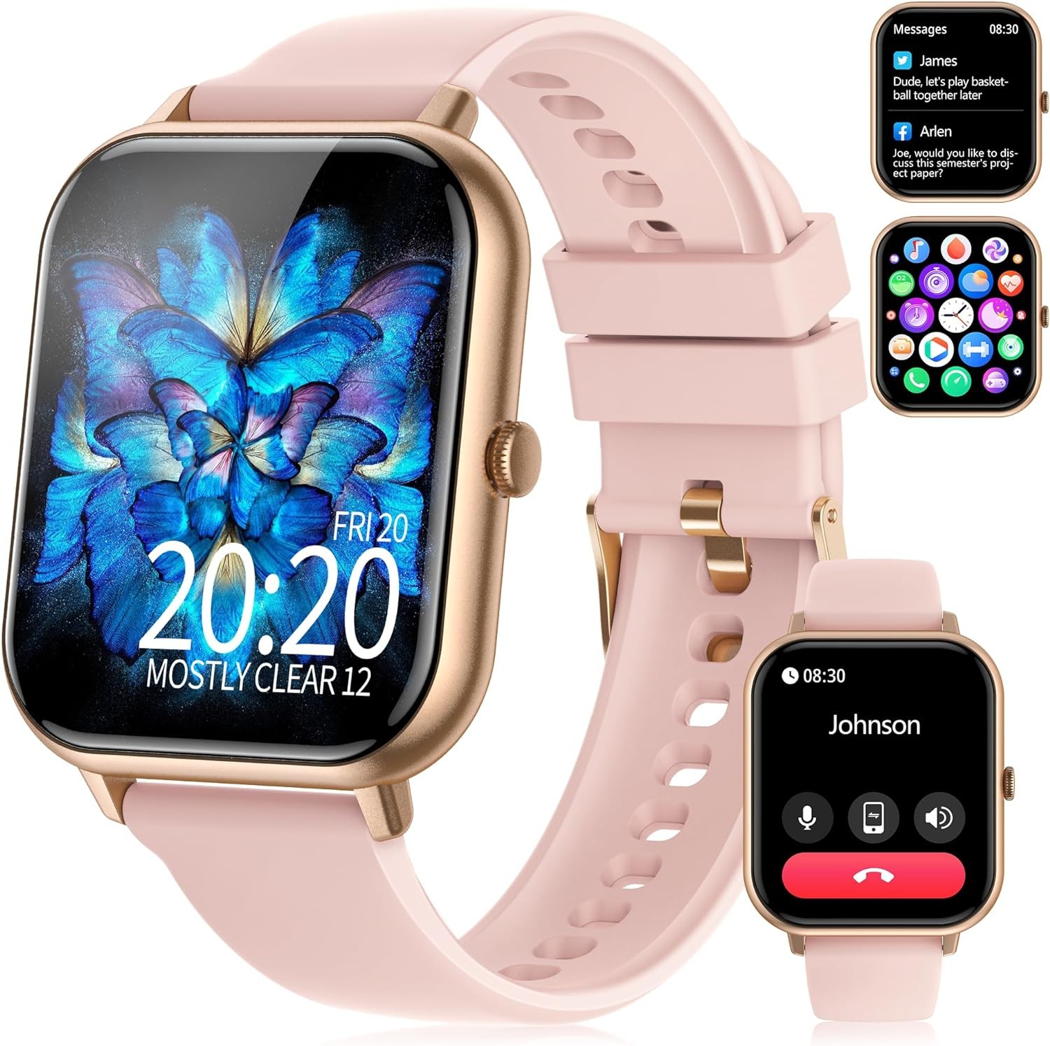Smart Watch for Men Women(Answer/Make Call),1.83" Fitness Tracker with Blood Pressure Heart Rate Monitor,Sleep Tracker,Pedometer,123 Sport Modes, IP68 Waterproof Smartwatches for iPhone&Android